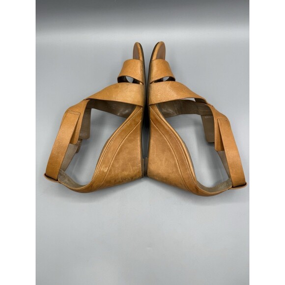 Ecco Leather Wedge Open Toe Shoes Buckle Cognac Women EU 39 US 8-8.5 - Picture 8 of 13